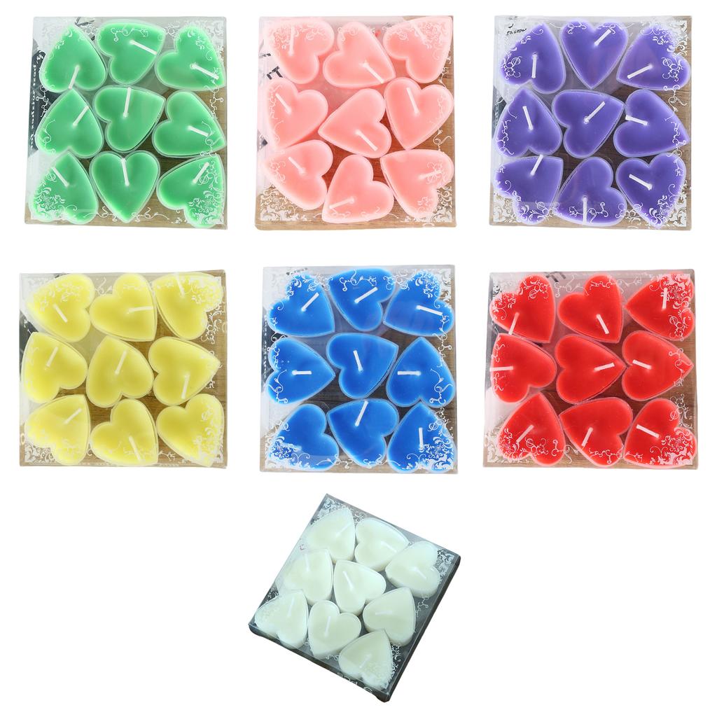 9pcs Heart Shape Christmas Holiday Tealights Long Burning Time Perfectly For Holiday Parties And Warm Decoration