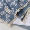 Sweet Printed Silk Scarf Pastoral Style Floral Hairscarf Elegant Cotton Linen Square Scarf  Women
