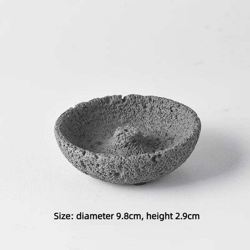 

Wabi Sabi Wind Fragrance Insertion Porous Textured Incense Holder Minimalist Bowl Shaped Stick Ash Catcher for Home Meditation серый