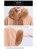 869# Women's Plaid Fleece-Lined Knitted Shawl Cape with Thick Fur Collar