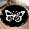 1pc White Butterfly Print Non-Slip Floor Mat | Round Polyester Rug for Living Room, Bedroom, and Chairs, Crystal Velvet Fabric
