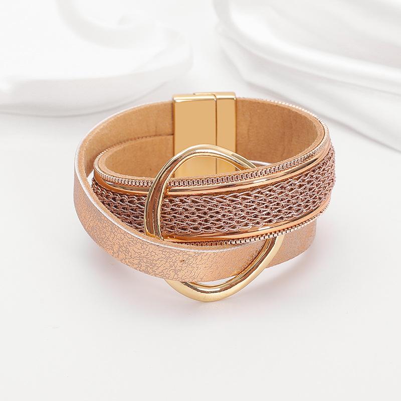 Женский браслет из сплава, сетки и кожи, ажурный браслет.