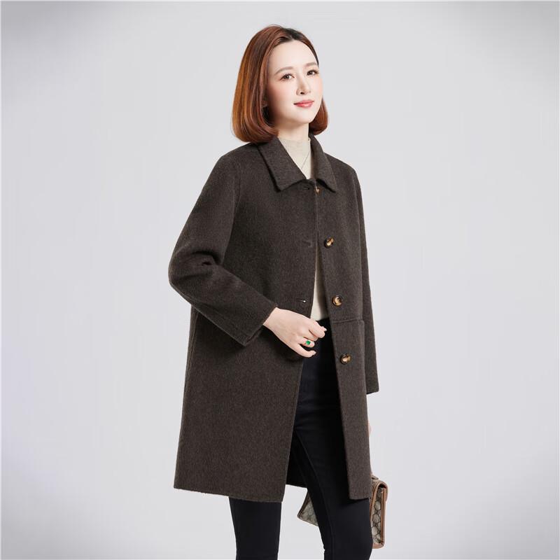 Fengmao Women's 100% Wool Double-Faced Mid-Length Coat