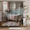 Luxuriöser Vintage Badezimmer Duschvorhang Blau Pastell Shabby Chic Dekor Wasserdichter Duschvorhang 180x180cm