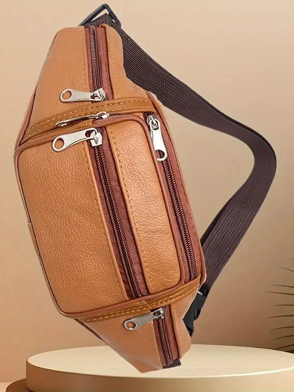 2025 New Men's Waist Bag, Shoulder Bag, Chest Bag, Fashion Soft Leather Fashion Sport Cross-Body Bag