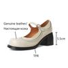 Fashion NEW Spring Women Pumps Genuine Leather Shoes for Women Round Toe Chunky Heel Shoes Retro Mary Janes Carving College Girl Shoes