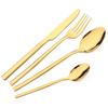 24pcs Black Gold Tableware Set Western Dinnerware Set Knife Forks Coffee Spoon Flatware Mirror Stainless Steel Kitchen Cutlery