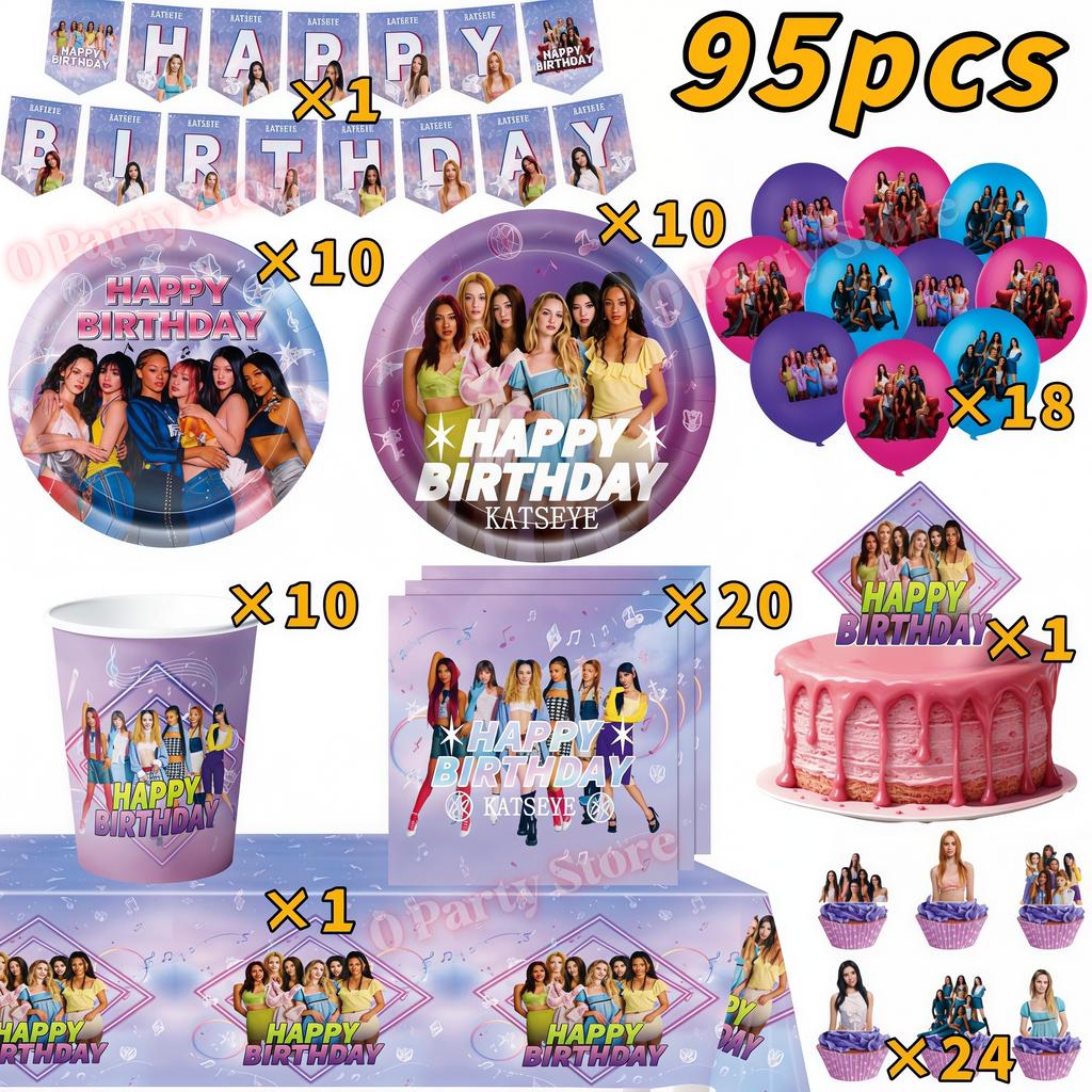 Kpop K&Katseye Birthday Party Decoration Plate Cup Banner Balloon for Girl Party Favor Idol Fans Gift Baby Shower Event Supplies