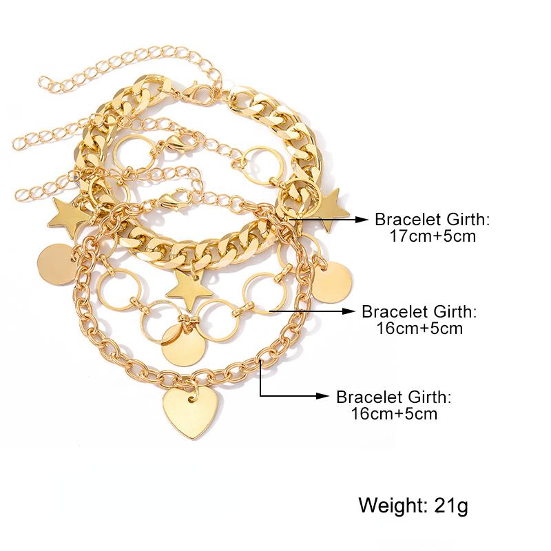 Pulsera calada a juego para parejas, pulsera bohemia para mujer, cadena gruesa, traje multicapa, accesorios para mujer, joyería