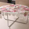 Silks And Satin Tablecloth Peony Flower Embroidery Lace Hem Splice European Style Cover Washable Table Cloth For Tea Table