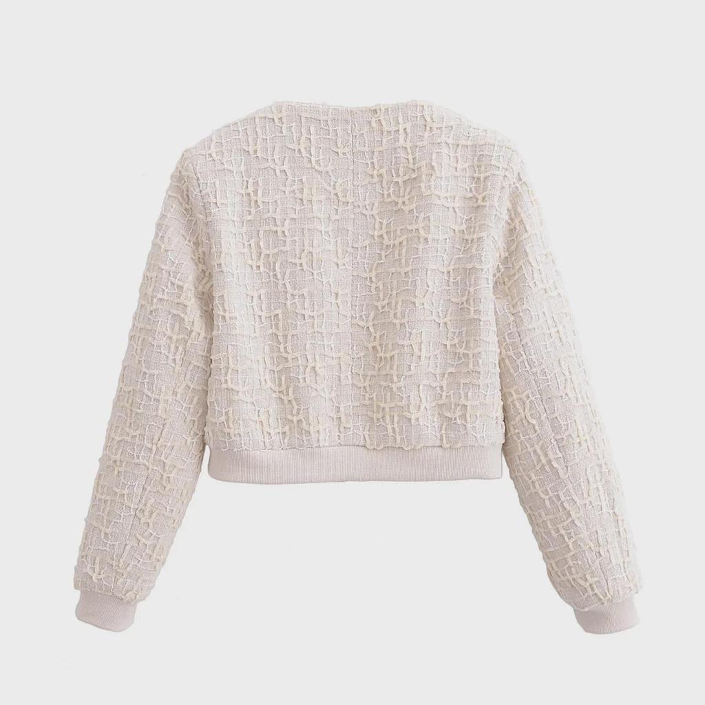 2024 Summer Women's Solid Color Textured Short Pilot Jacket