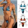 Halter Top Bikini Women Butterfly Print Set, Tie & Side Thong, Beachwear Two Piece Triangle Swimsuit, Sexy Beach Bathing Suit for Summer Breathable
