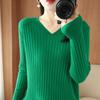 Women Autumn Winter Sweaters  V-neck Cashmere Sweater Elegant Knitted Pullover Tops
