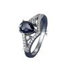 Vintage court-style pear-shaped blue diamond ring Light luxury, vintage-style, layered, hollowed-out, and diamond-studded women's ring