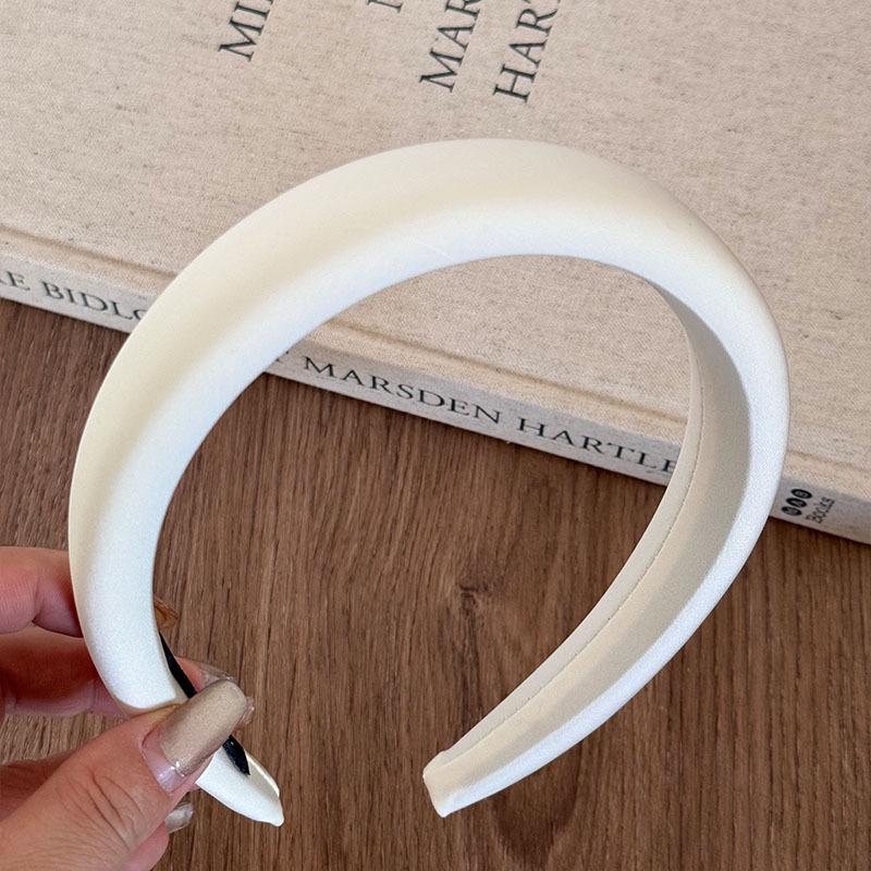 Elegant Textured High Crown Headband for Women - Solid Color Sponge Hair Accessory