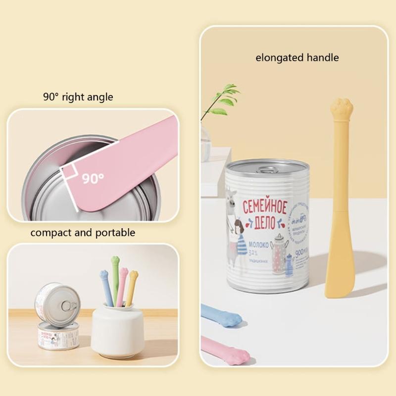 Multipurpose Pet Can Opener with Long Handle Cats Food Scrapers Tool For Deep Jars And Mess Without Feeding