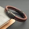 Fashion O-chain Charm Classic Men's Leather Bracelet Black Brown Color Stainless Steel Magnet Bangle Punk Men's New Year Gifts