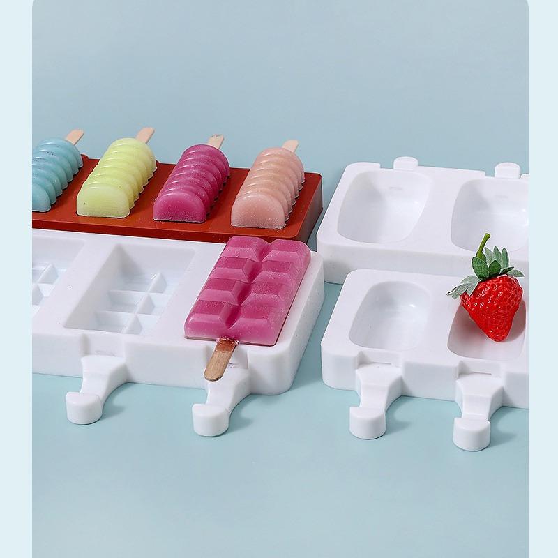 1 pz Nuovo stampo per ghiaccioli in silicone alimentare fai da te per gelato estivo 3 con 4