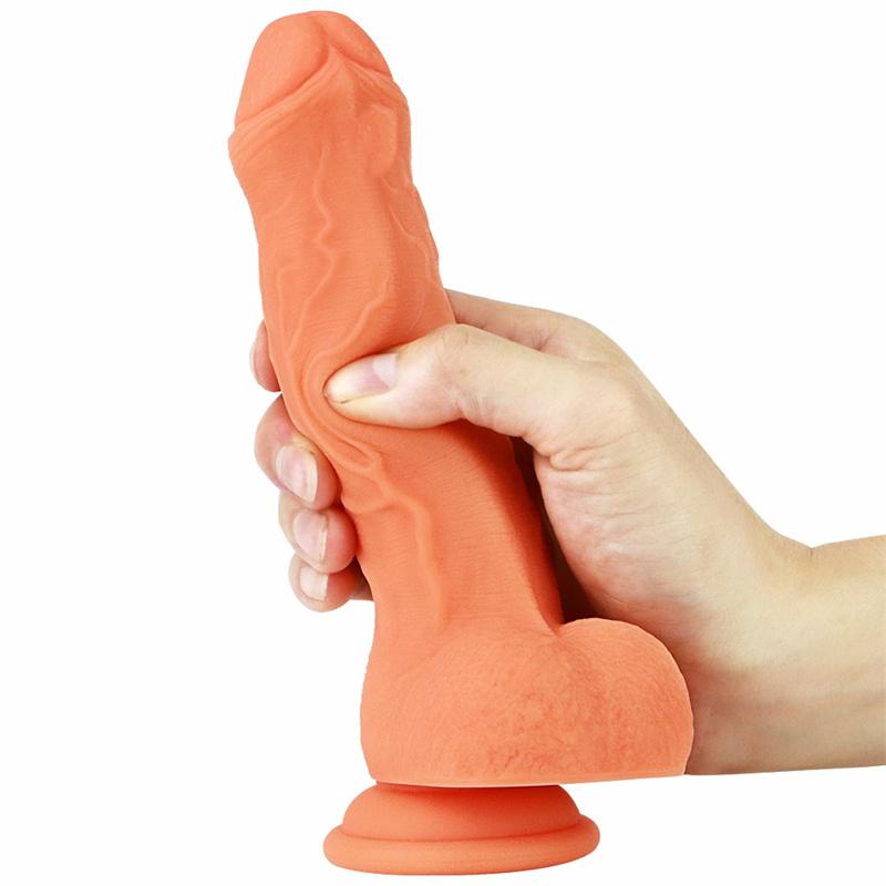 Female Silicone Dildo Double Layer Soft Masturbator Foreskin Sucker Dildo