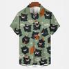 Camisa con Estampado de Flores de Dibujos Animados Cara de Fantasma Oscura Fantasma Geng Estilo Delgado Holgado de Verano Top Cárdigan Unisex para Vacaciones