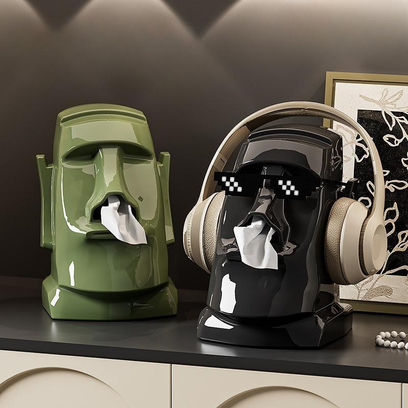 1Pcs Household Tissue Box Creative Stone Figure Paper Towel Box Living Room Bedroom Table Decorative Simple Modern Style