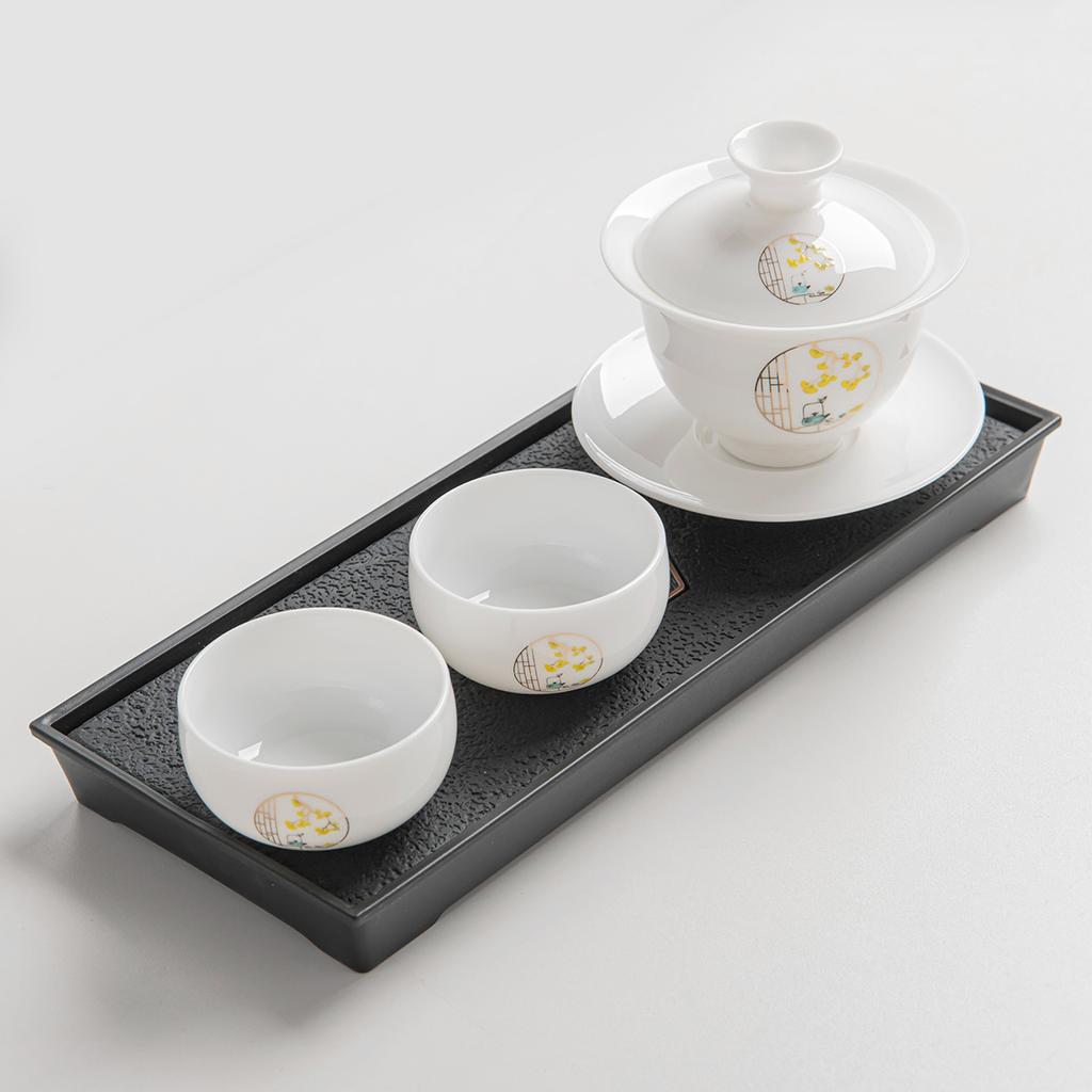 Kung Fu Tea Set Home One Pot Two Cups Tea Plate Small Ceramic Teapot Teacups Hotel Personal Small Sets Traveling