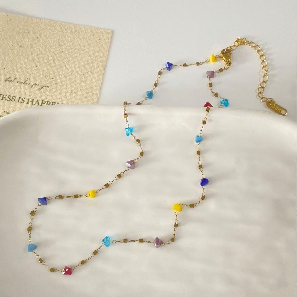 Colorful Dopamine Beaded Necklace – Fresh, Simple Niche Design Choker with Cool, Versatile Style Clavicle Chain