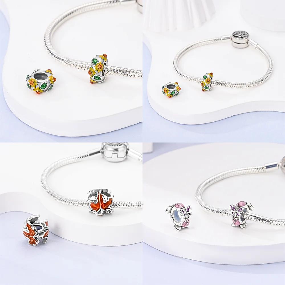 Anniversary Copper Butterfly Spider Couple Bears Heart Maple Leaf Clip Charm Beads Fit Bracelet Diy Women Original Jewelry