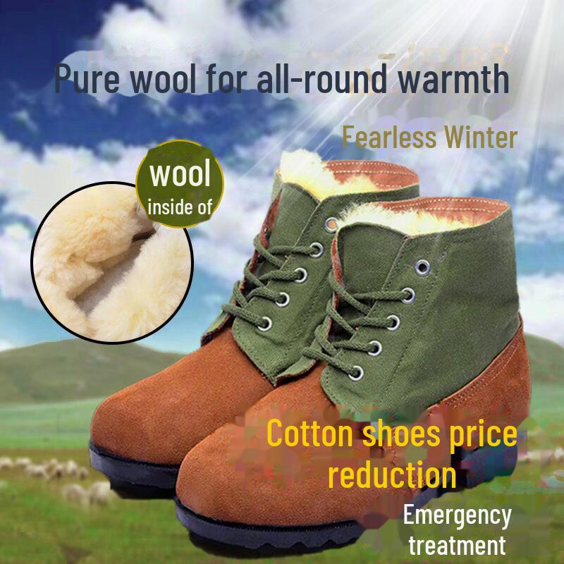 Men's Extra Thick High-Top Wool Snow Boots - Cold-Proof, Protective, Old-Fashioned Design