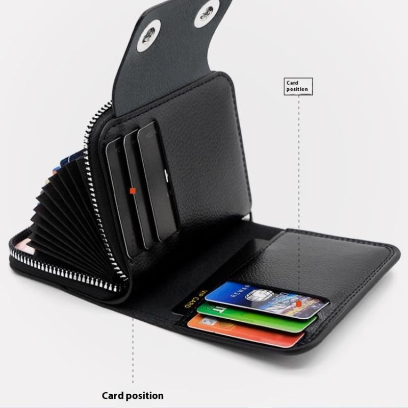 High-Quality Pu Leather Men'S Short Wallet Multi Slot Zipper Purse Portable Large Capacity Card Bag