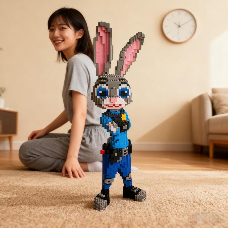 92cm Anime Judy Fox Nick Miniature Building Blocks Cartoon Zootopia 2 Model Ornament Toy Adult Children Surprise Gift