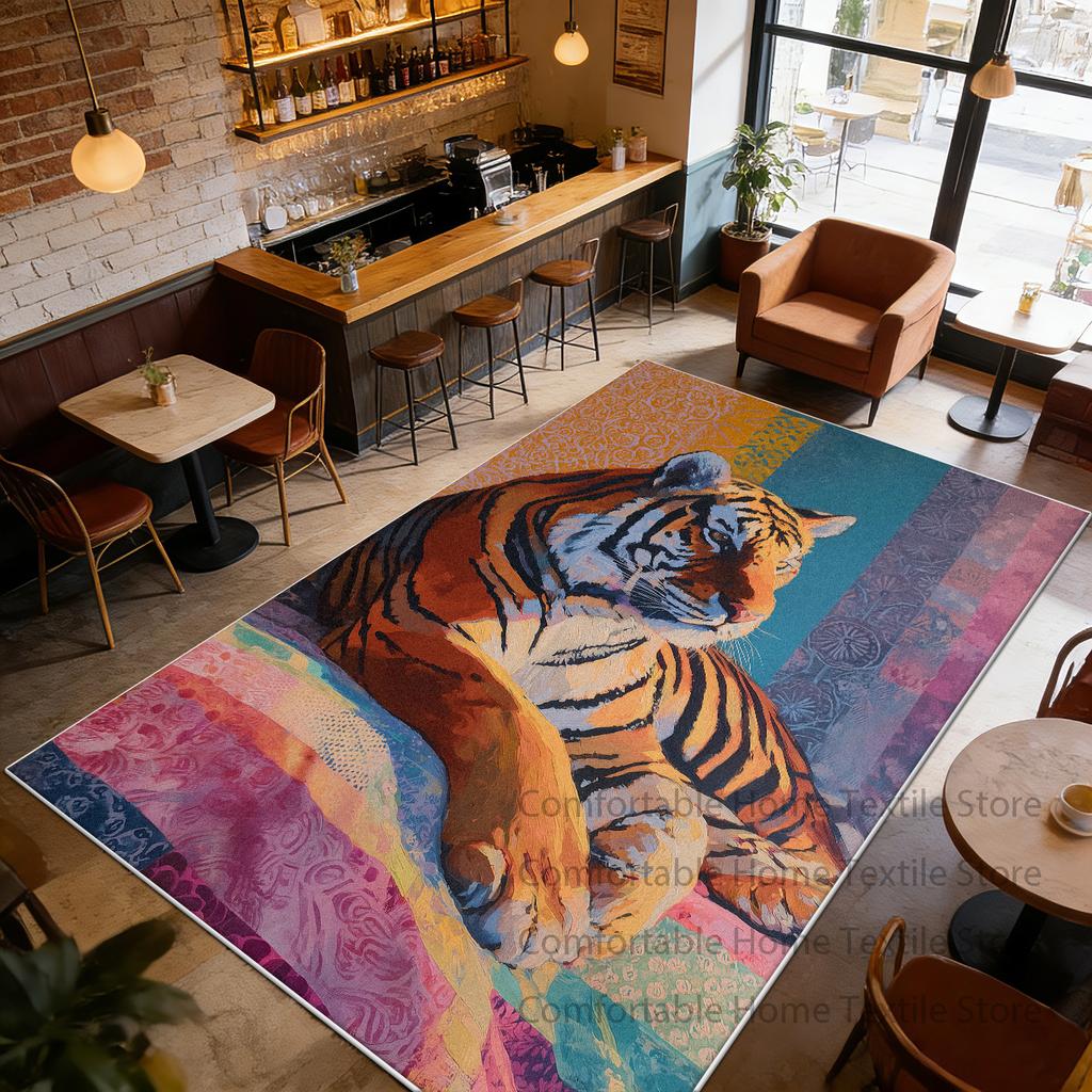 American Retro Tiger Style Coffee Tables Mat Decoration Living Room Washable Fluffy Rug Large Area Non-slip Short Velvet Carpet