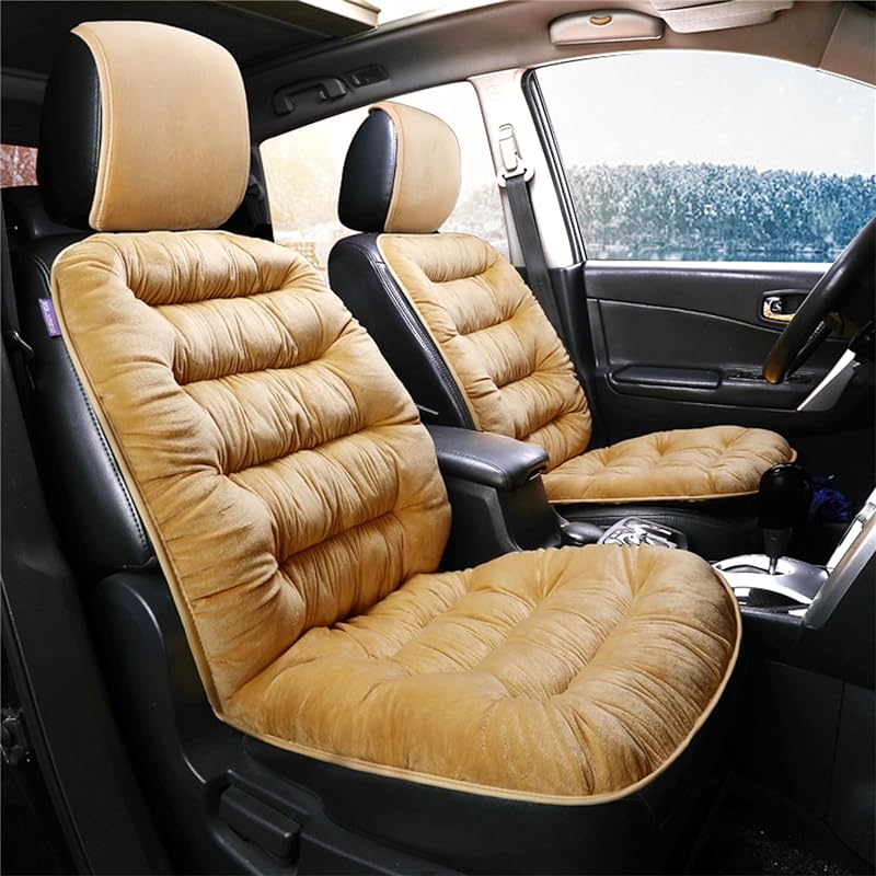 2PCS Car Seat Cushion Luxury Plush Seat Covers for Front Car Seat Bottom+Backrest,Seat Cushion Protector Universal Warm In Winter Works with Sedan