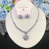 European and American Style New Fashion Trendy Floral Cubic Zirconia Necklace and Earring Jewelry, a Luxurious and Versatile Accessory for Women,