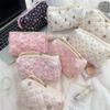 Roze Bloem Vrouwen Schattige Make-up Tas Reis Organizer Cosmetica Munten Handtas Pouch Meisjes Schattig Cartoon Vierkant Rits Cosmetische Tassen