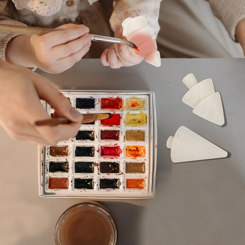 9Pcs Unfinished Wood Christmas Trees DIY Decor Craft Set Eco Friendly Wooden Ornaments for Children Handmade Art Projects Xmas