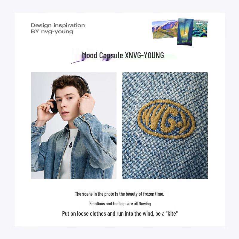 NVG·YOUNG Men's Retro Denim Lapel Jacket