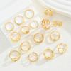 17KM 16-teiliges Geometrisches Hohlherz Offener Ring Set Modeschmuck Damen Trendig Glänzend Täglich Party Accessoire Geschenk Für Sie