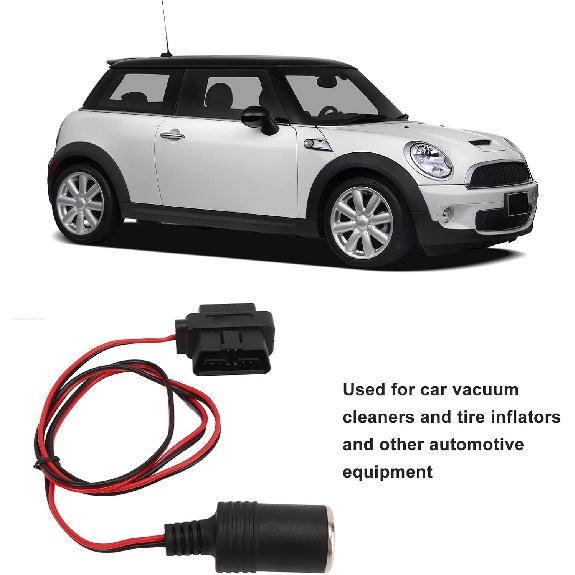 Socket Cable,OBD2 Socket Adapter 16Pin T Head Female Connector Power Cord for Cars with OBD