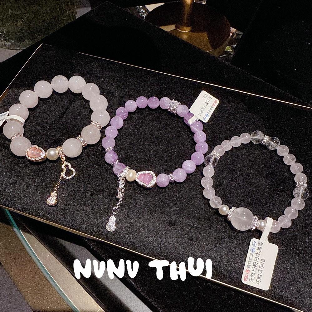 Purple Jade Grape, Madagascar Pink Crystal Gourd Fulu Bracelet, New Chinese Style, Amethyst Flower God Bracelet.