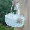 Flower Girl Basket Romantic Foldable Handle Organizer Small Basket with Handle for Wedding Bathroom Organizing Outdoor Easter