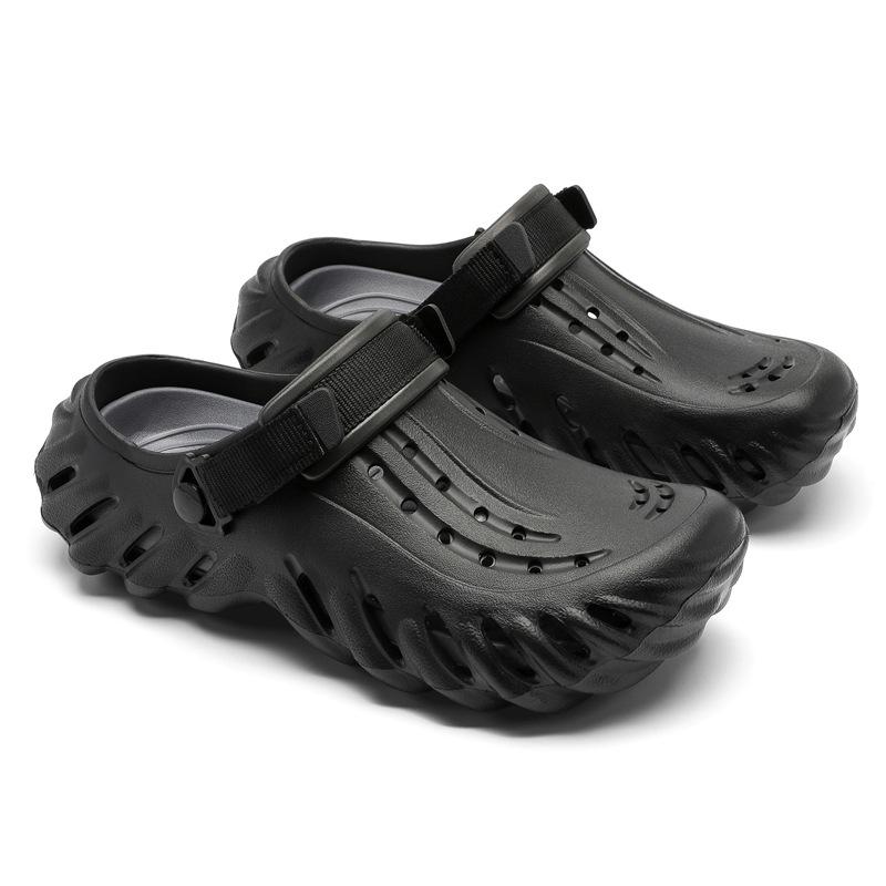 

3819 new hole shoes men s thick soles summer wear non-slip breathable bag head EVA sandals 40 чёрный