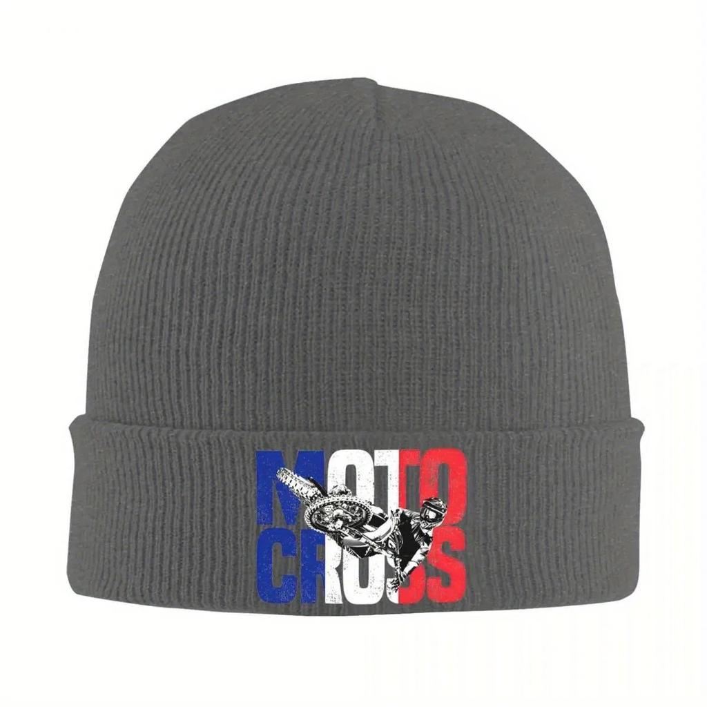 New French Motocross Beanie Hats Bonnet Hats Unisex Women Vintage Hippie Knitting Hat Winter Printed Elastic Caps