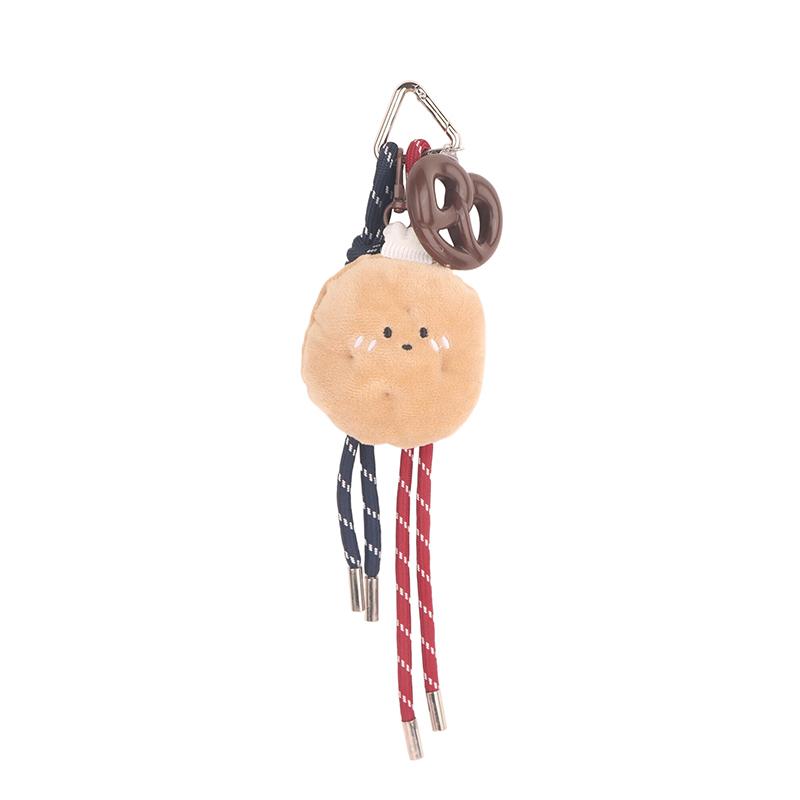 Fun Cartoon Bread Plush Keychain Y2K Trendy Braided Rope Lanyard Keyring Car Key Holder Bag Pendant Backpack Hanging Decoration