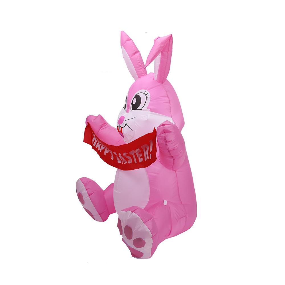 1.5M Inflatable Easter Bunny Pink LED Light Up Outdoor Decoration