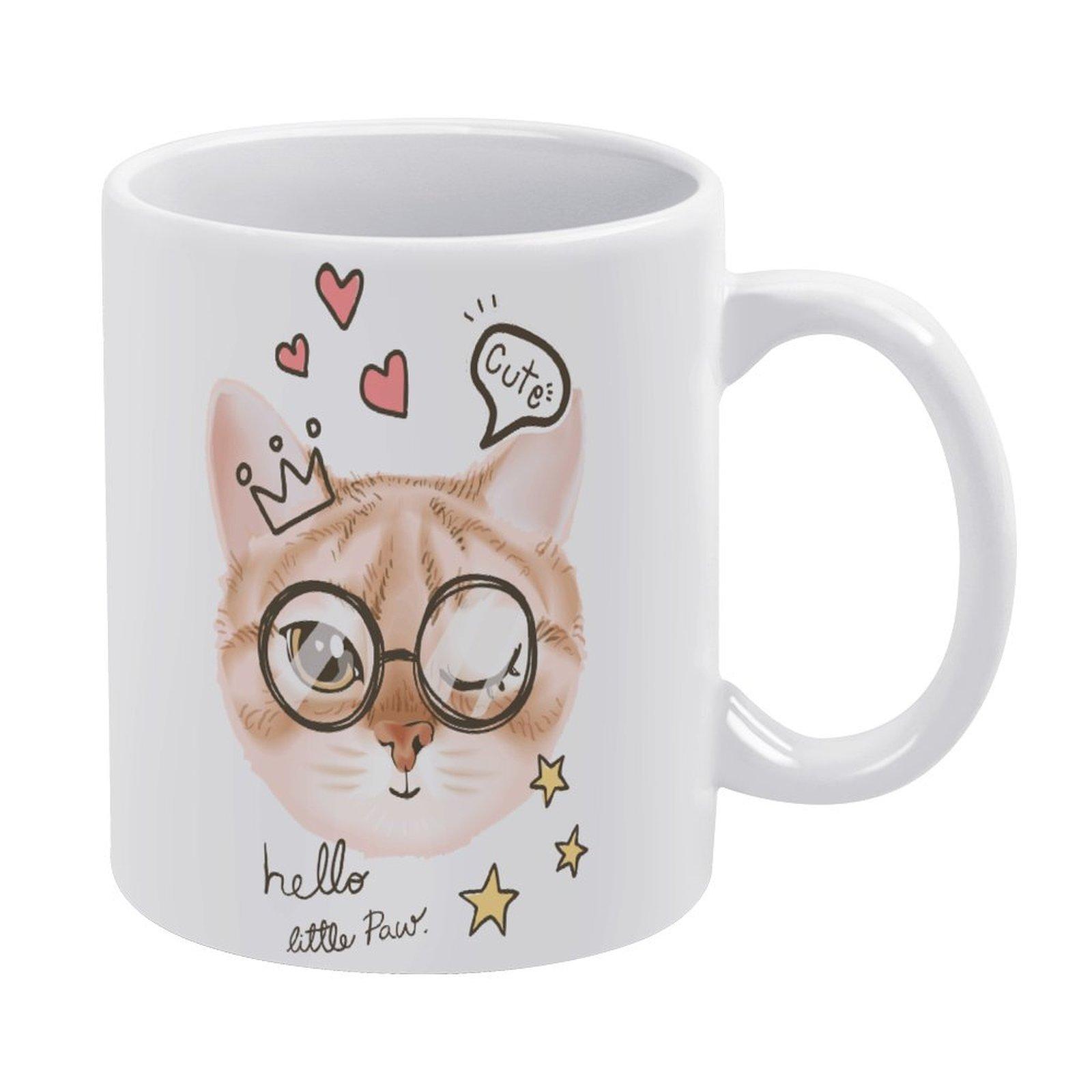 

1Pack 11oz White Ceramic Mug With Dual-Sided Printed Artwork Strong Coffee Cup For Home Office Daily Comfort білий