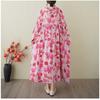 Ladies' Gentle Wind and Cloud Brocade Cotton and Hemp Hooded Printed Dress