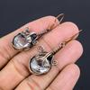 White Topaz 999 Copper Wire Wrapped Earrings, Handmade Gemstone Jewelry Earrings For Memorial Day