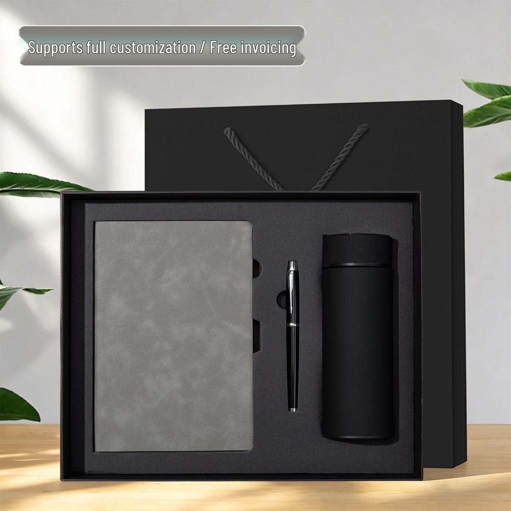 Elegant Retro Notebook & Thermos Set: Premium Gift Box for Business Meetings