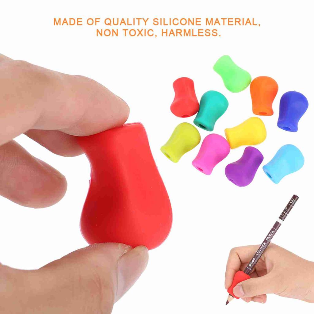 10pcs Silicone Pencil Writing Holder Ergonomic Pen Writing Aid Tool for Children Students